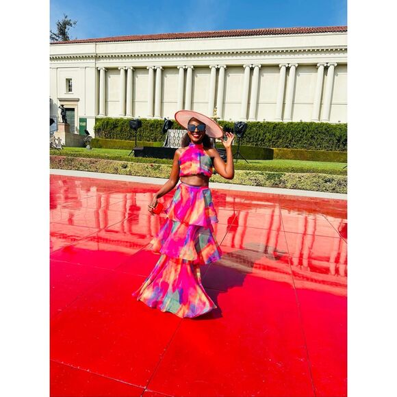 Luxxel Dresses & Skirts - Luxxel Crop Top and Maxi Skirt Set - in Aquarelle Print size S Preloved